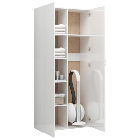Swen Studio -  Storage Cabinet High Gloss White 80x35.5x180 cm Chipboard